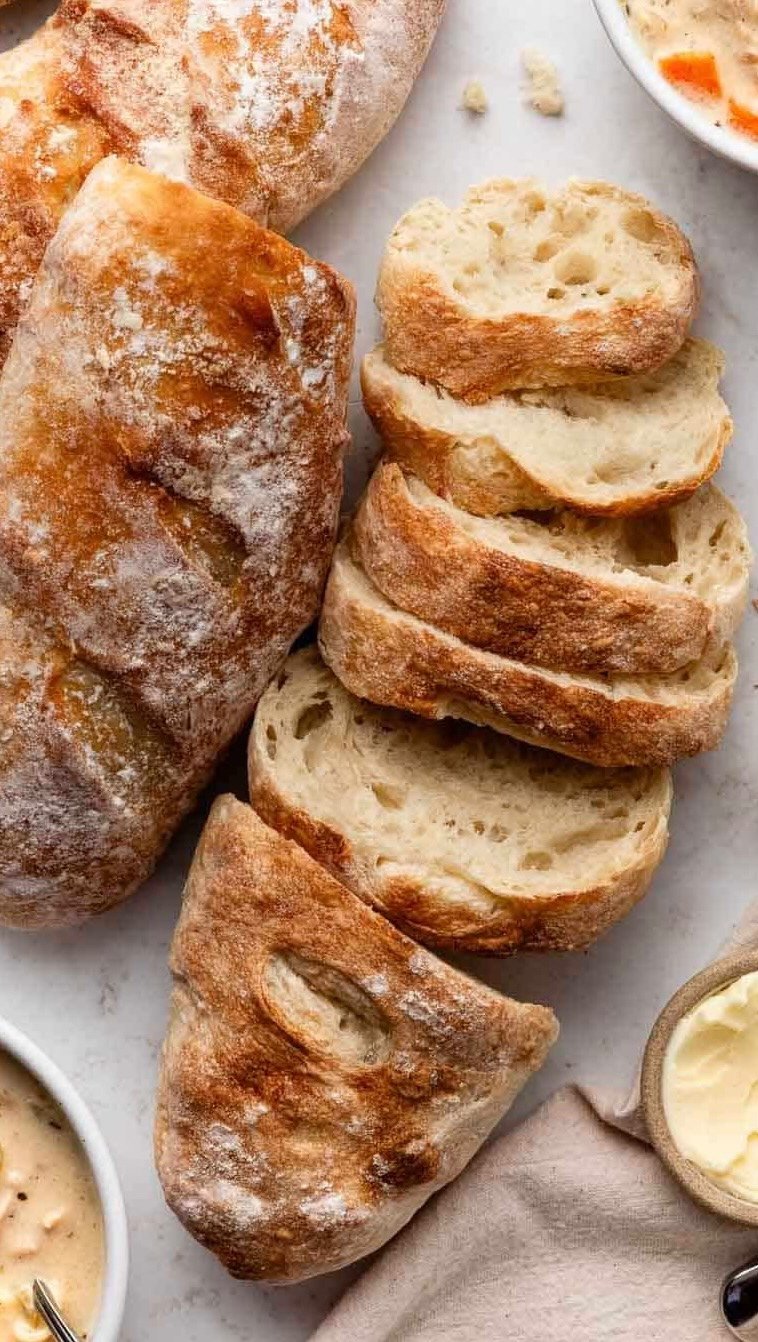 sallysbakeblog 게시물 이미지: Homemade crusty artisan bread with creamy...
