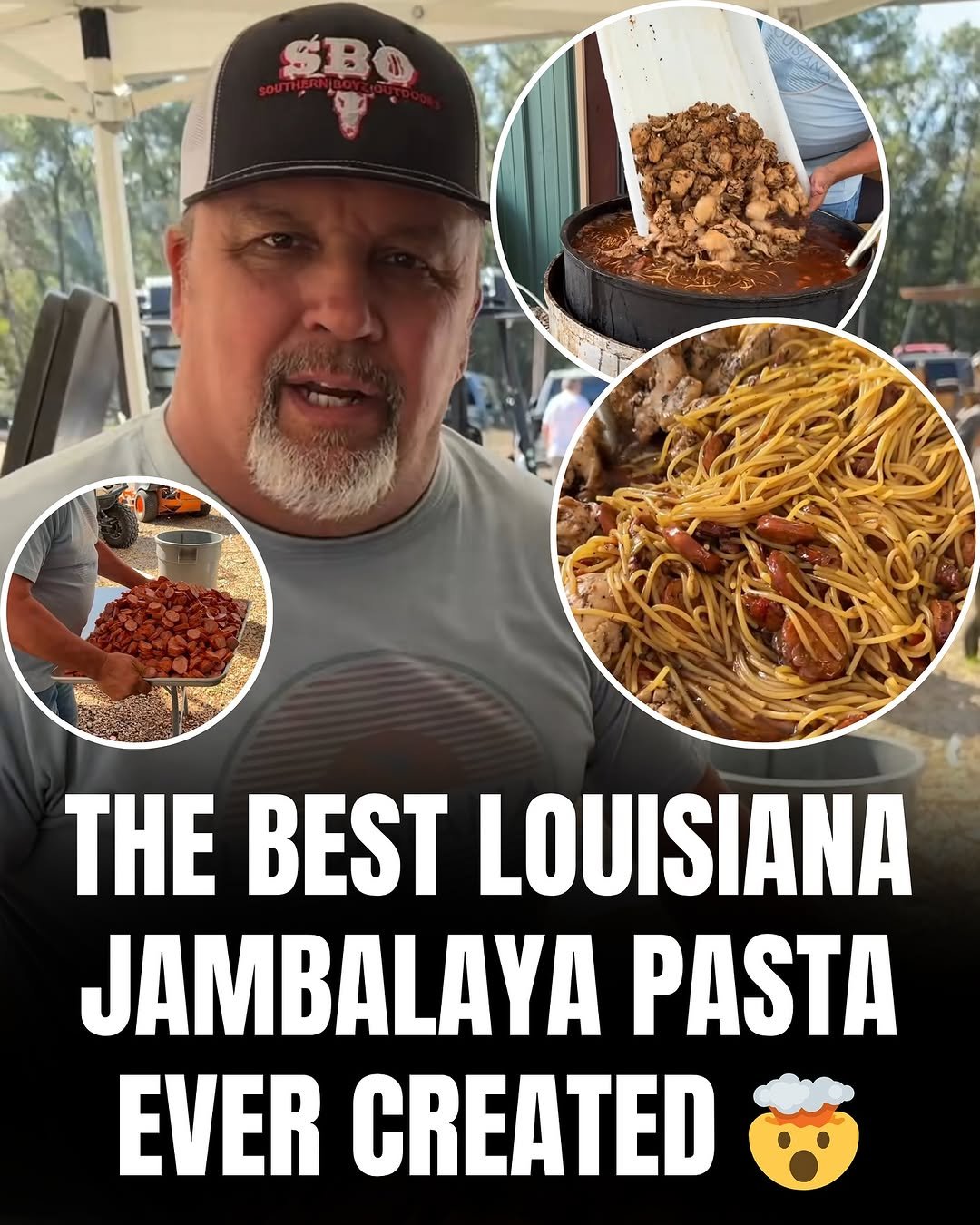 Photo by SALTY | Food Reviews, Recipes & More! on October 03, 2025. May be an image of 1 person, pasta, sauce, spaghetti and text that says 'SB 1B THE BEST LOUISIANA JAMBALAYA PASTA EVER CREATED'.