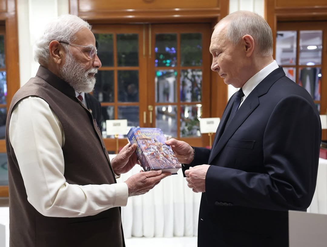 Photo shared by Dr. Sambit Patra on December 04, 2025 tagging @narendramodi. May be an image of dais and text.