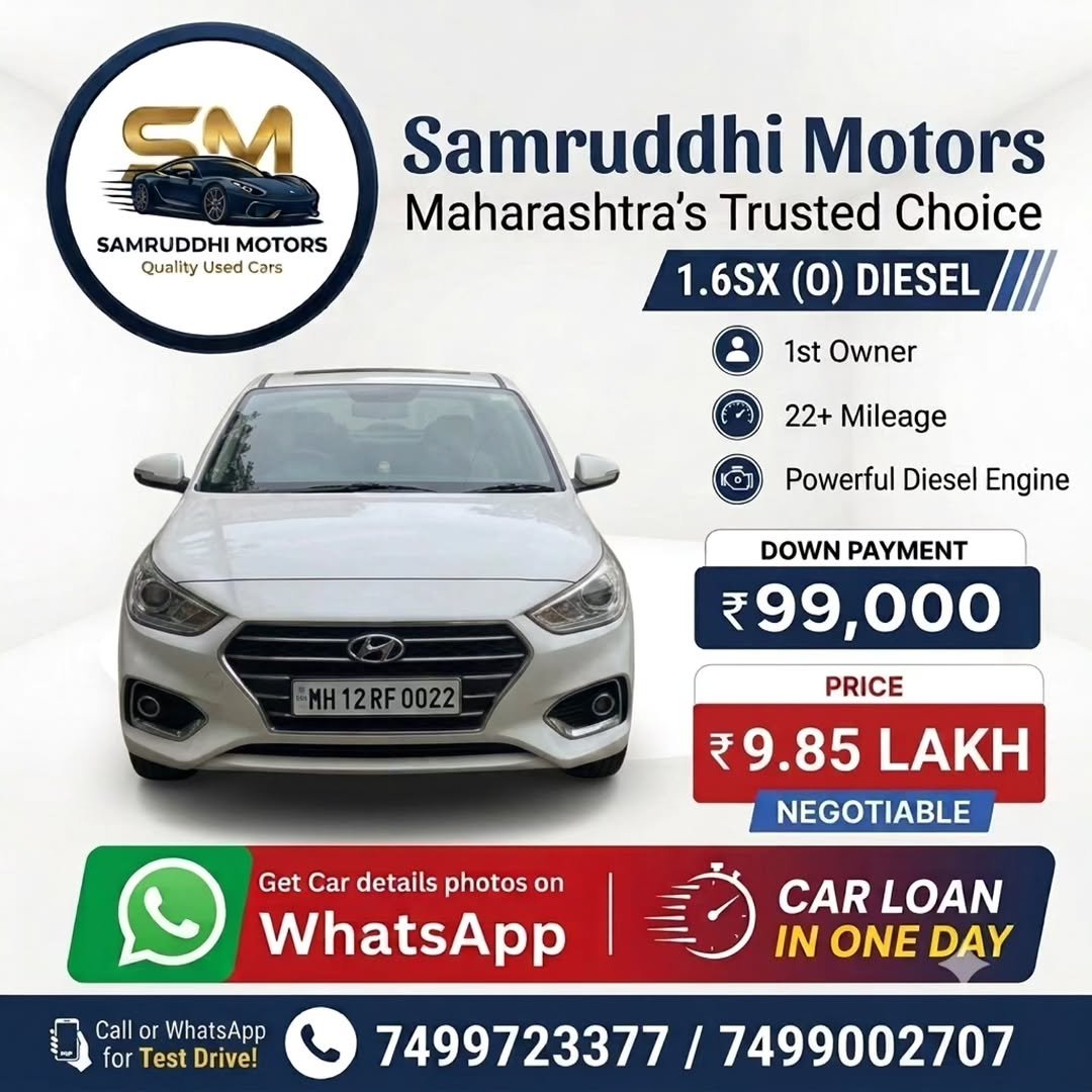 samruddhi.motors_pimpri 게시물 이미지: 🔥 HYUNDAI VERNA 1.6 SX (O) DIESEL

✨ Top-End...