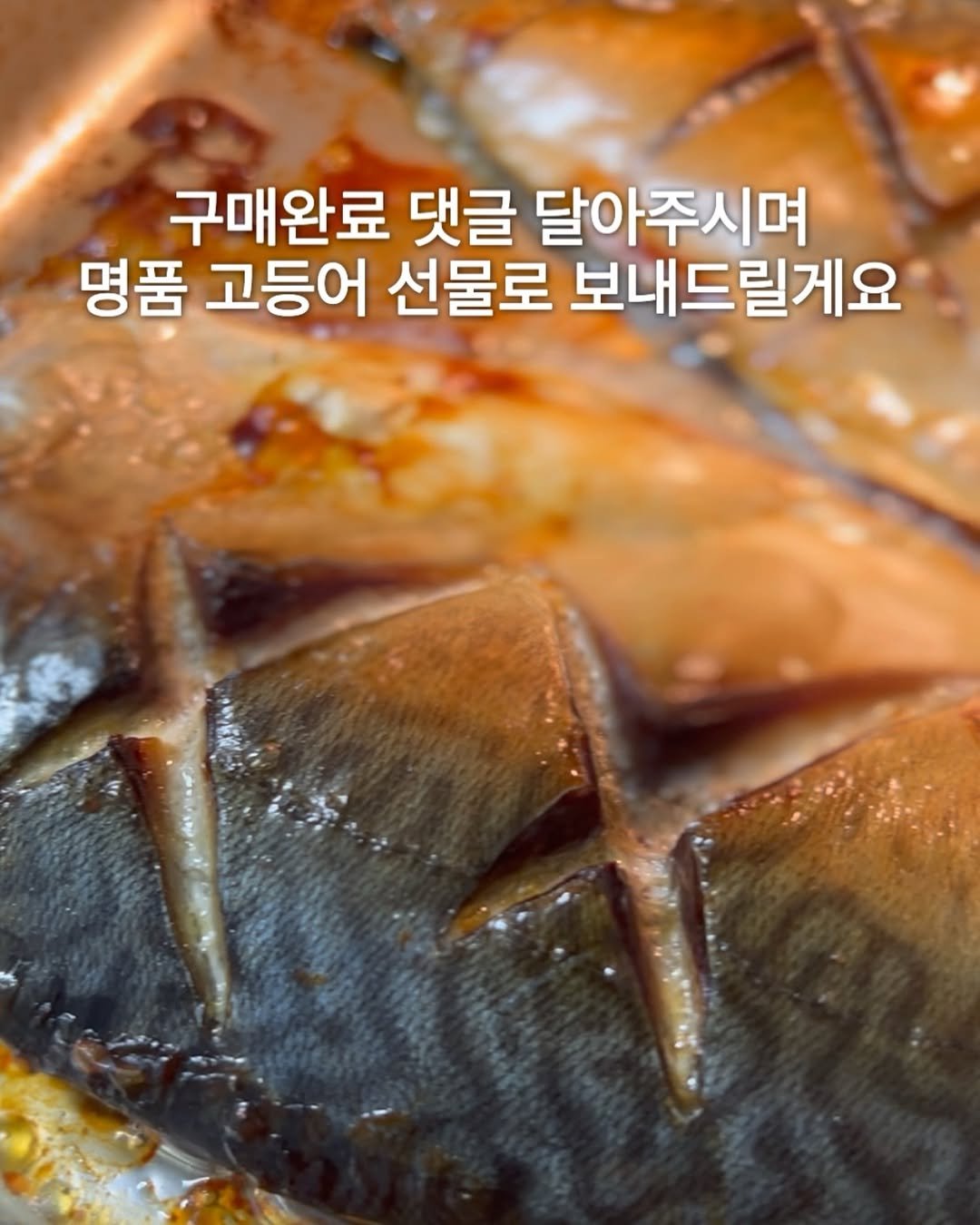 Photo by 삼손맘 (mom of three sons) on February 02, 2026. May be an image of fish, anchovies, sardine and text that says '구매완료 댓글 달아주시며 명품 고등어 선물로 보내드릴게요'.