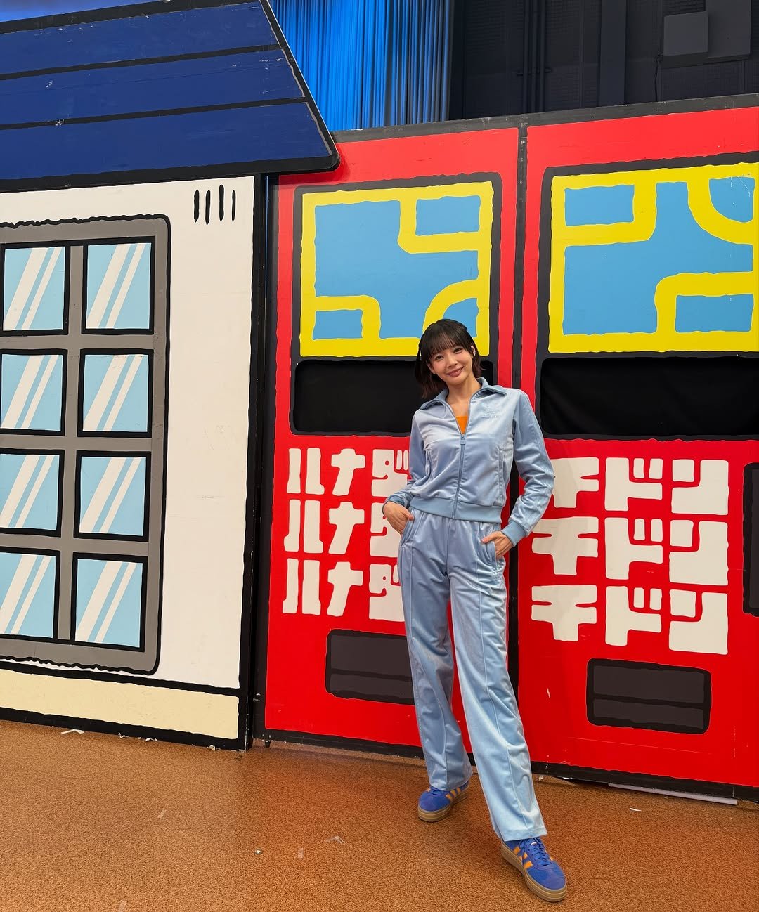 Photo shared by 岡田紗佳 on November 17, 2025 tagging @adidasoriginals. May be pop art of text.