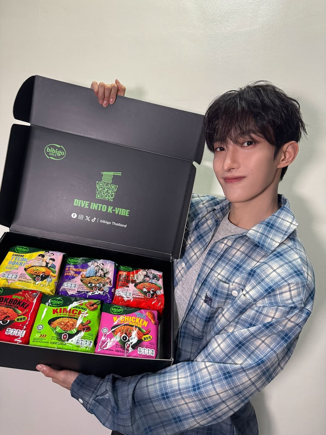 Photo shared by SEVENTEEN on March 27, 2026 tagging @dk_is_dokyeom, @bibigo.th, and @bibigo.global. May be an image of text.