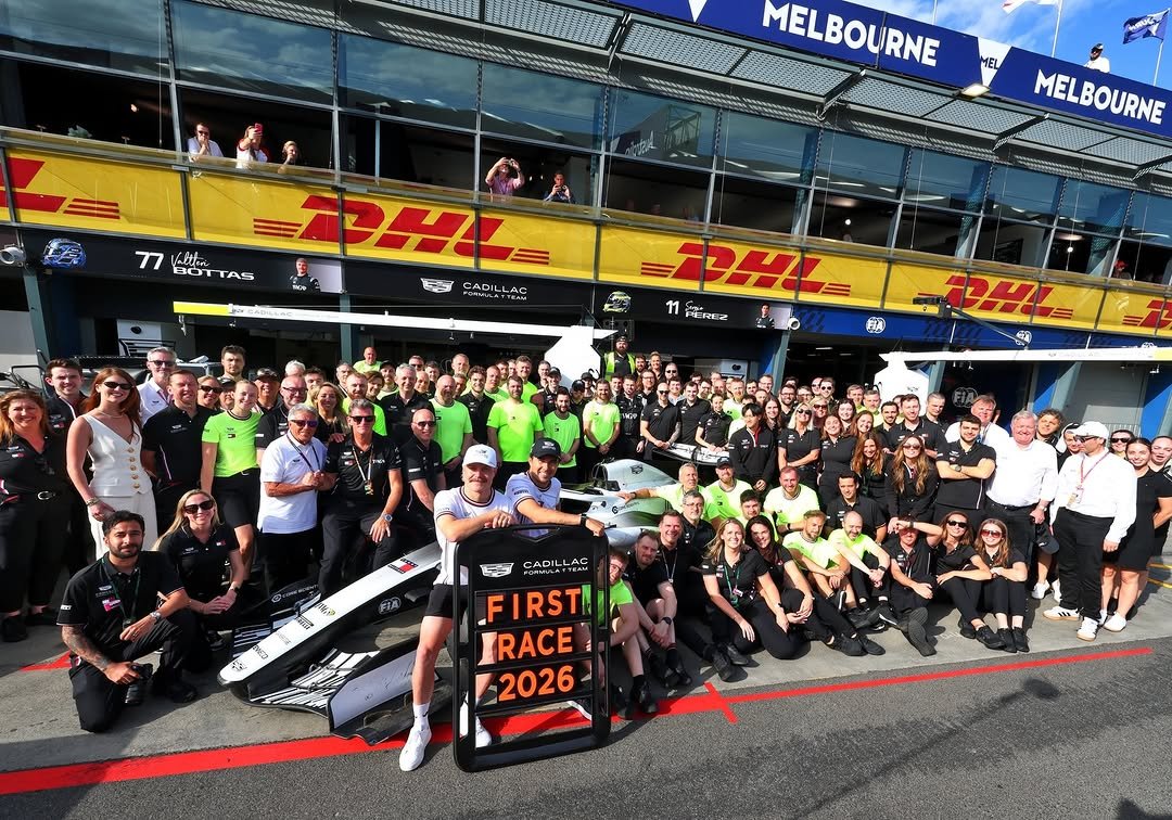 Photo by Checo Pérez on March 08, 2026. May be an image of ‎racing vehicles, race car and ‎text that says '‎MEL MELBOURNE 77 Vather 77tTAS പർര BOT BOTTAS TAS B MELBOURNE 四 ושם CADIL AC T 11 PERE EA H ព ጎር፡ a HCD 2 FIRST IRACE 2026‎'‎‎.