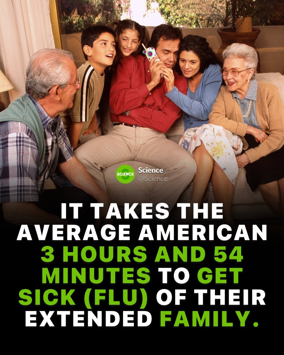 Photo by Science 🧬 on December 02, 2025. May be an image of medicine and text that says 'SCIENCE Science @Science IT TAKES THE AVERAGE AMERICAN 3 HOURS AND 54 MINUTES to GET SICK (FLU) OF THEIR EXTENDED FAMILY.'.