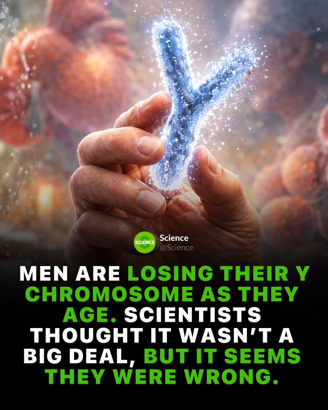 Photo by Science 🧬 on March 02, 2026. May be an image of text that says 'SCIENCE Science MEN ARE LOSING THEIR Y CHROMOSOME AS THEY AGE. SCIENTISTS THOUGHT I WASN'T A BIG DEAL, IT SEEMS THEY WERE WRONG.'.