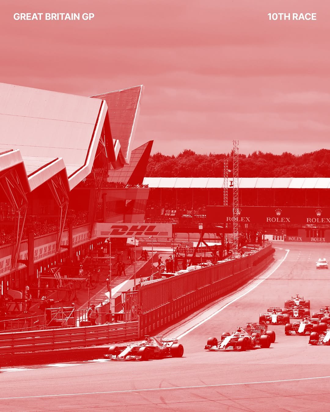 Photo by Sebastian Vettel on March 20, 2026. May be an image of racing vehicles and text that says 'GREAT GREATBRITAINGP BRITAIN GP 10AC 10ΤΗ RACE p ROLEX ROLE mi ROLEX ROLEX'.