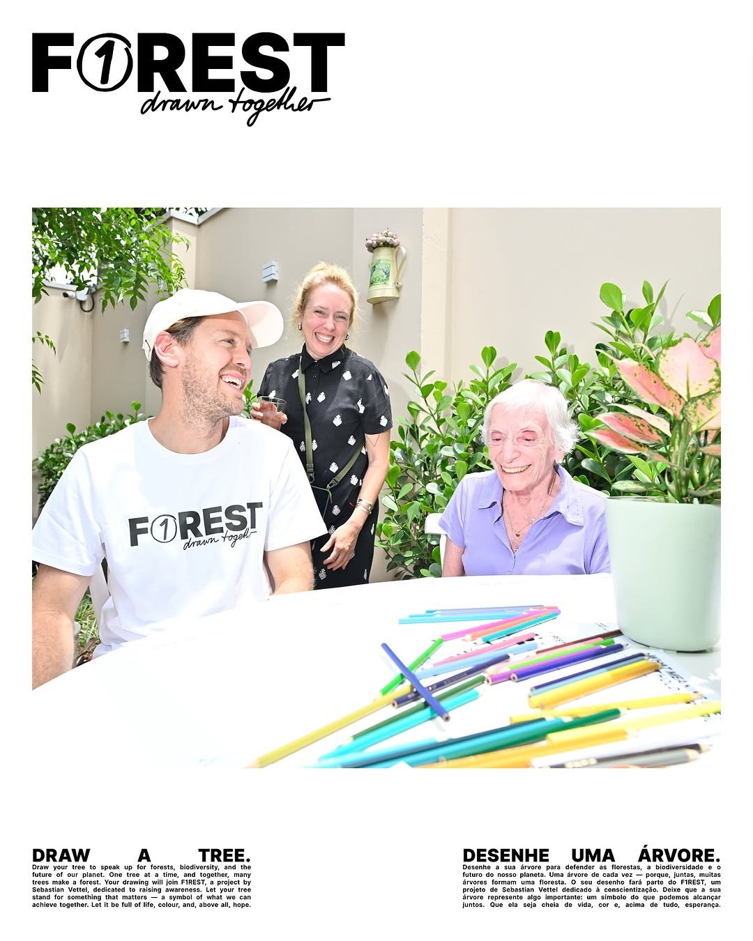 Photo shared by Sebastian Vettel on November 11, 2025 tagging @faber_castell_br, and @tercadaserrajardimeuropa. May be an image of magazine, poster, pen and text.
