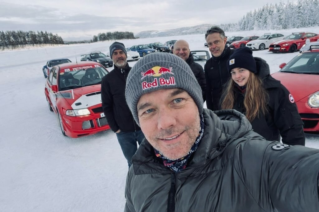 Photo shared by Sébastien Loeb on February 05, 2026 tagging @4movexperience. May be an image of racing vehicles, race car, snow and text.