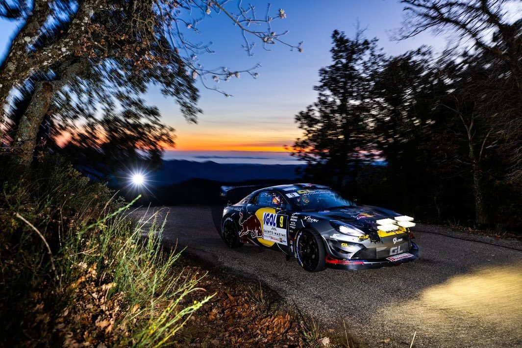 Photo shared by Sébastien Loeb on November 29, 2025 tagging @bardahl_official, and @ludovicgodard_rallye. May be an image of race car, road, twilight and text.