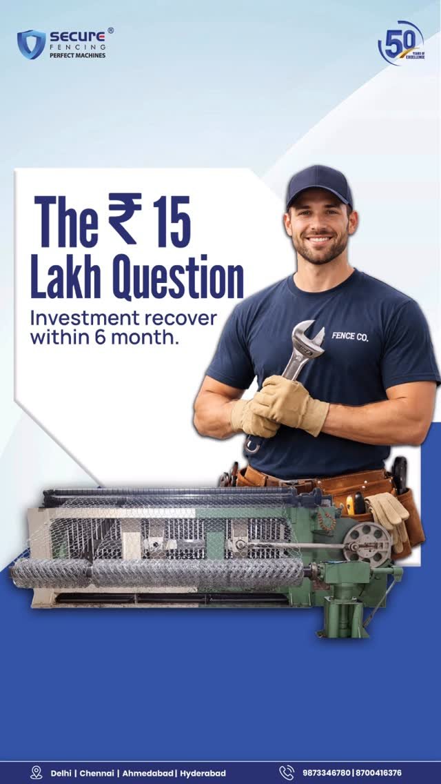 securefencingmachine 게시물 이미지: Ek machine. ₹50,000/day. 6 mahine mein...