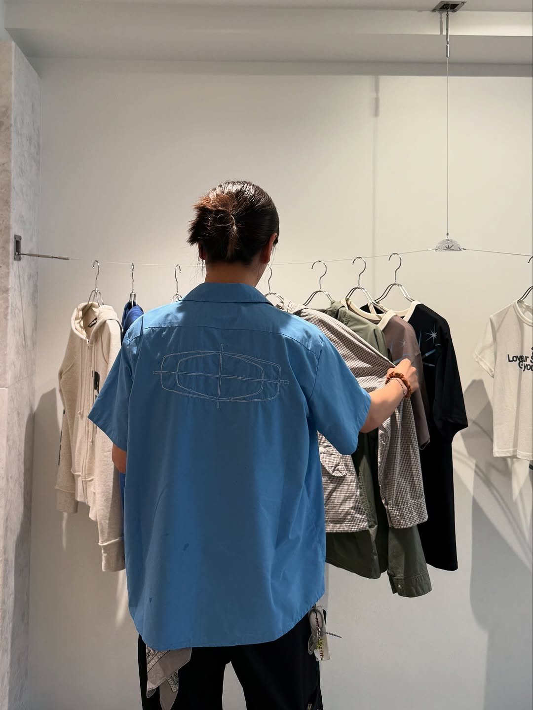 Photo shared by 심시티🦡 on July 10, 2025 tagging @aftermath.hermano. May be an image of 1 person, clothes hanger and text that says 'Loyer'.