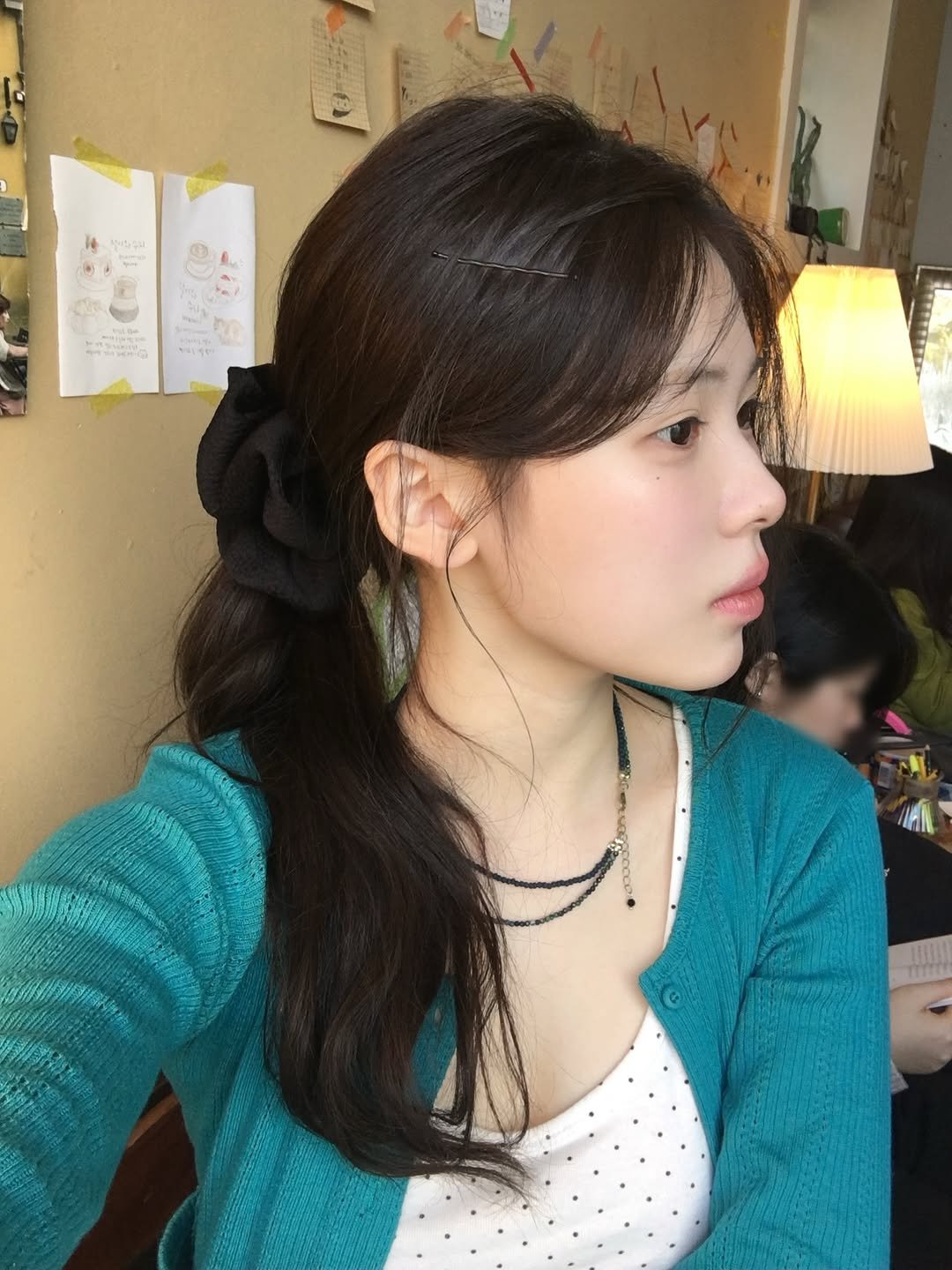 Photo by 안민서 on February 15, 2026. May be a selfie of one or more people, braids, bangs, long hair and text.