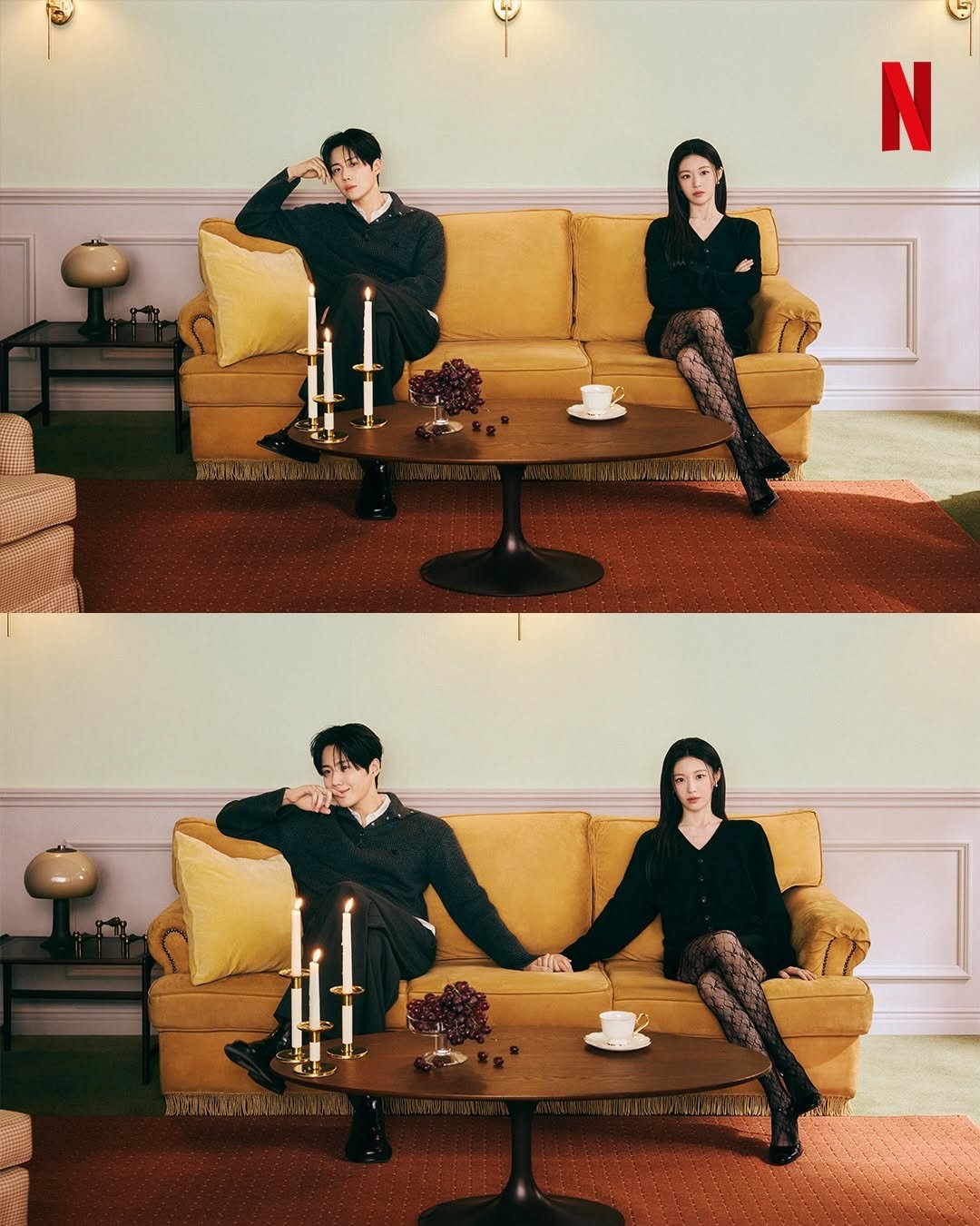 Photo shared by Netflix Korea | 넷플릭스 코리아 on January 14, 2026 tagging @seonho__kim, and @goyounjung. May be an image of telephone, magazine, poster and text.