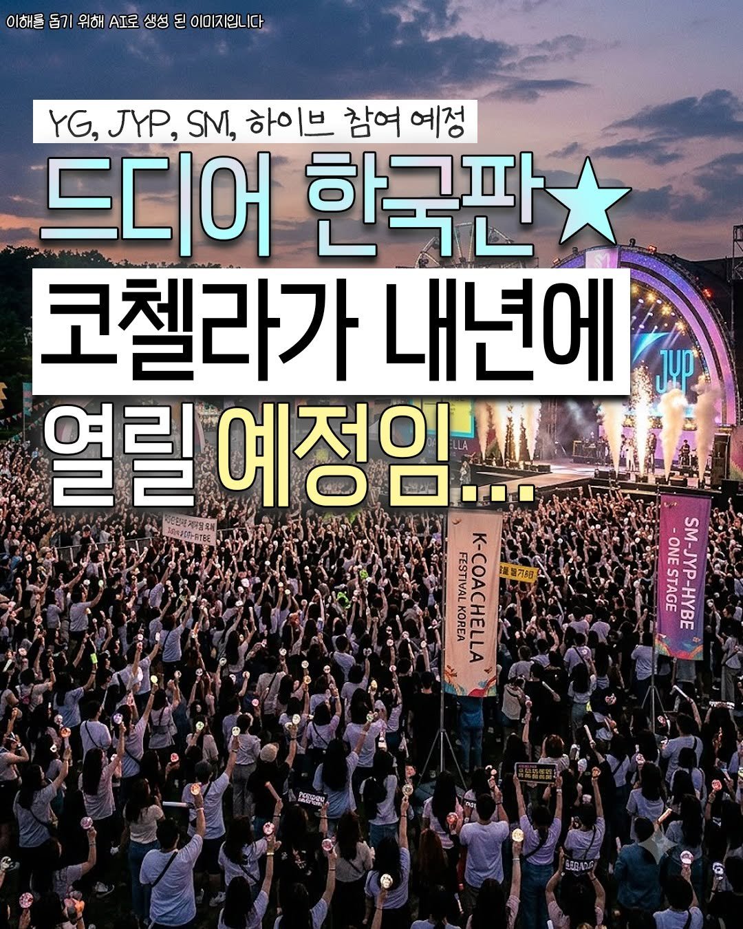 seoul_life___ 게시물 이미지: 🚨(속보)드디어 한국판 코첼라 볼 수 있다🚨

YG, JYP, SM, 하이브가...