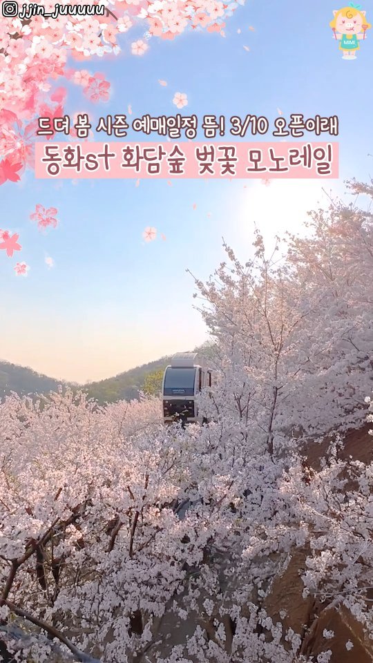 seoulhotple 게시물 이미지: 🌸화담숲 벚꽃모노레일 예매일정 떴다🌸
3/10(화) 13시 오픈이라는데?💕
핑크뽀짝...