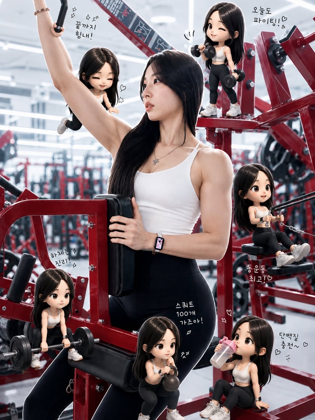 sgym_one 게시물 이미지: 뒷북이지만〰️넘귀여운 내 미니미들과 함께 오운완💪🏻🩷
AI가 만들어준 나인데 이렇게...