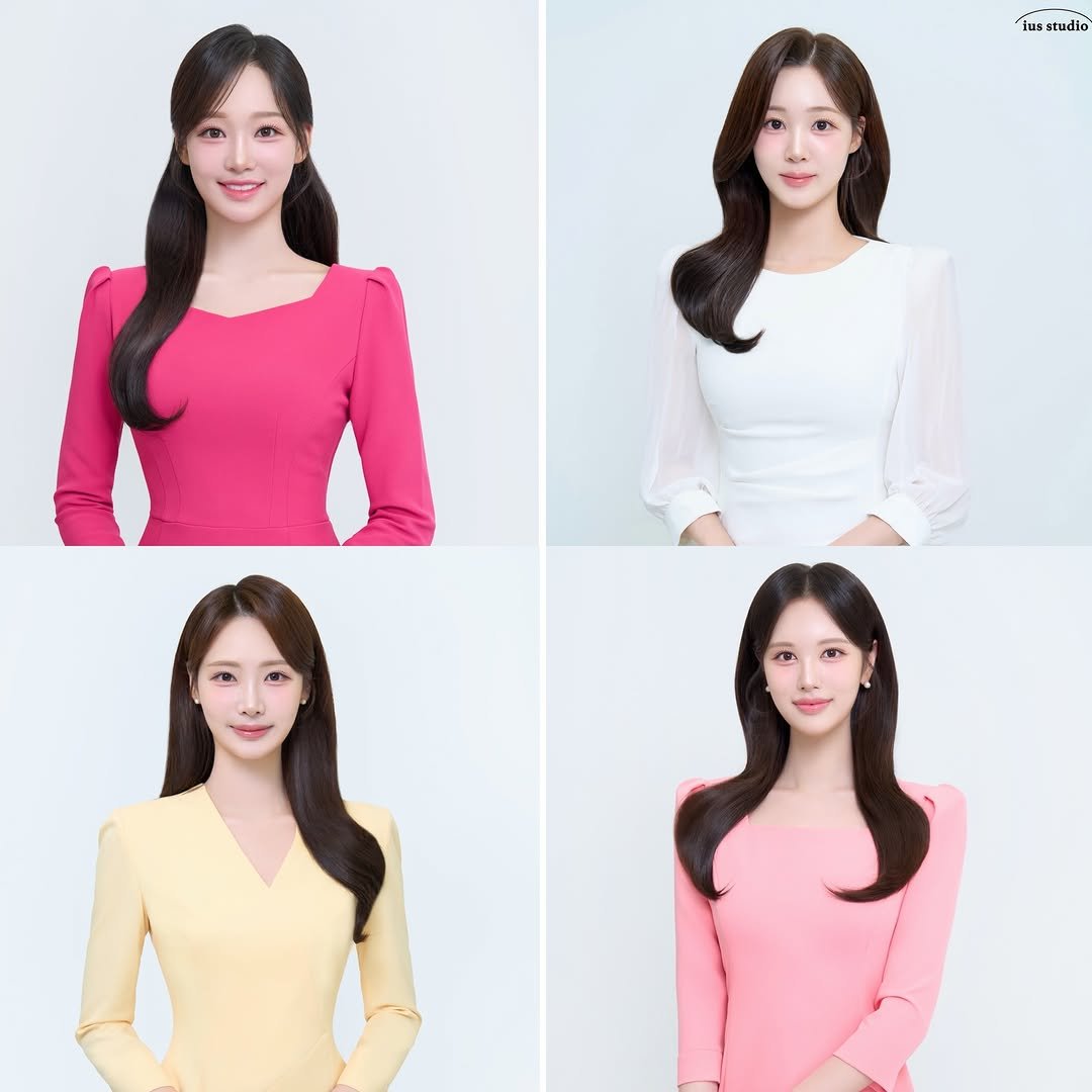 Photo shared by 피크(peak) hair | 오인선 on December 12, 2025 tagging @peak_seoul. May be an image of one or more people, hair, top, dress, turtleneck and text.