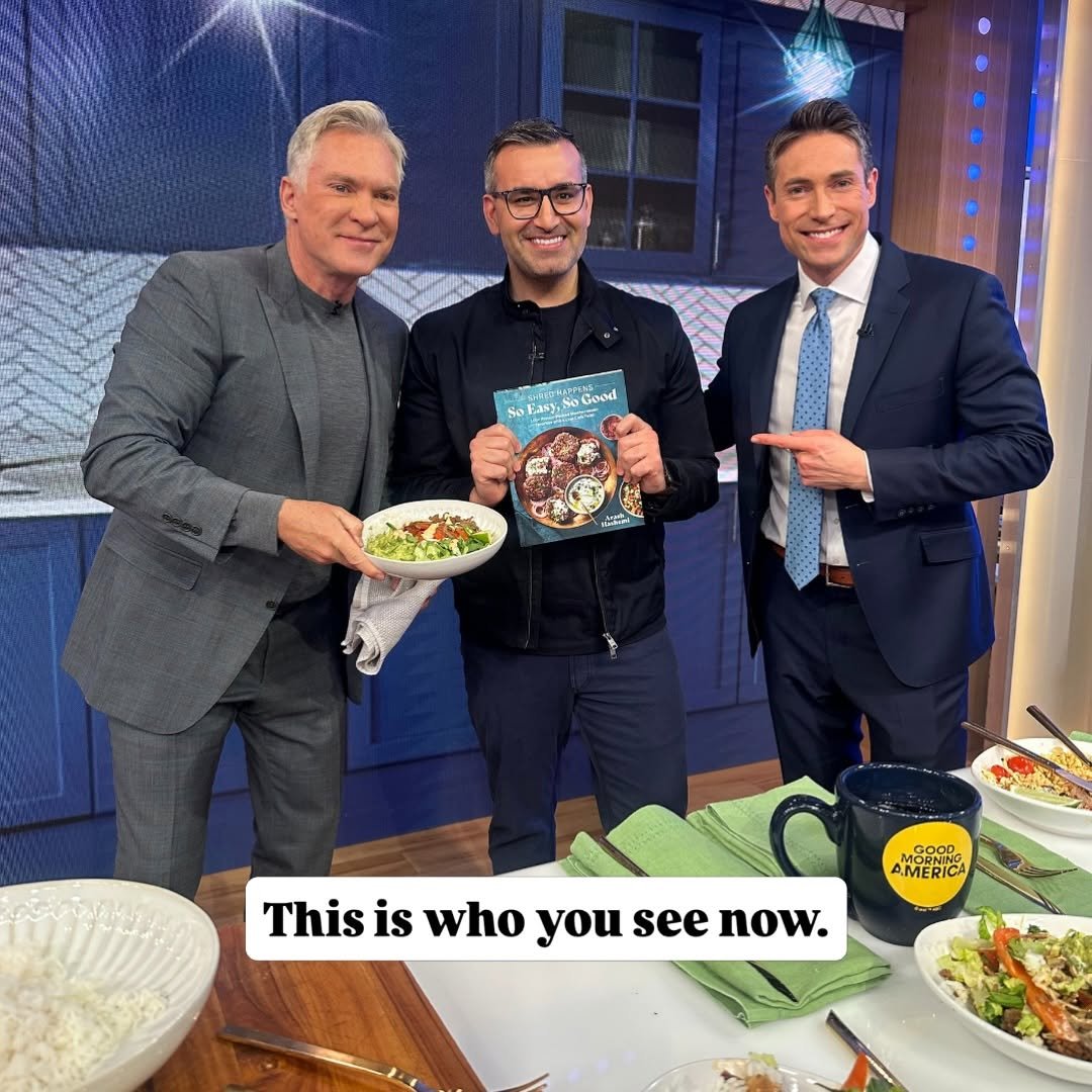 Photo by Arash Hashemi on February 20, 2026. May be an image of television, bowl, salad and text.