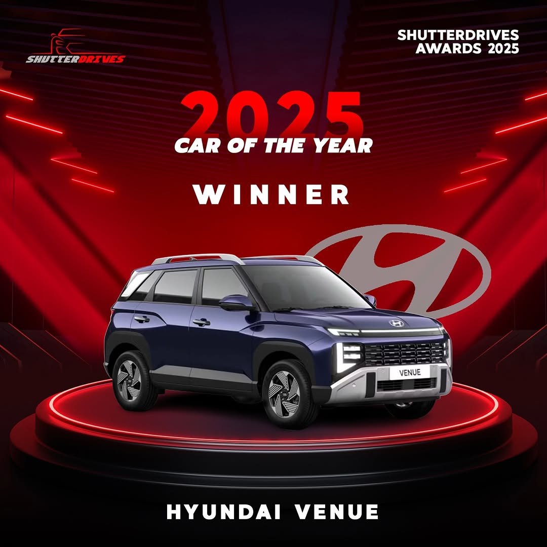 Photo by Zahoor Hassan on February 22, 2026. May be an image of sedan, minivan and text that says 'ERDRIVES ORI SHUTTERDRIVES VES SHUTTERDRIVES AWARDS 2025 2025 CAR CAROFTHEYEAR OF THE YEAR WINNER HD VENUE HYUNDAI VENUE'.
