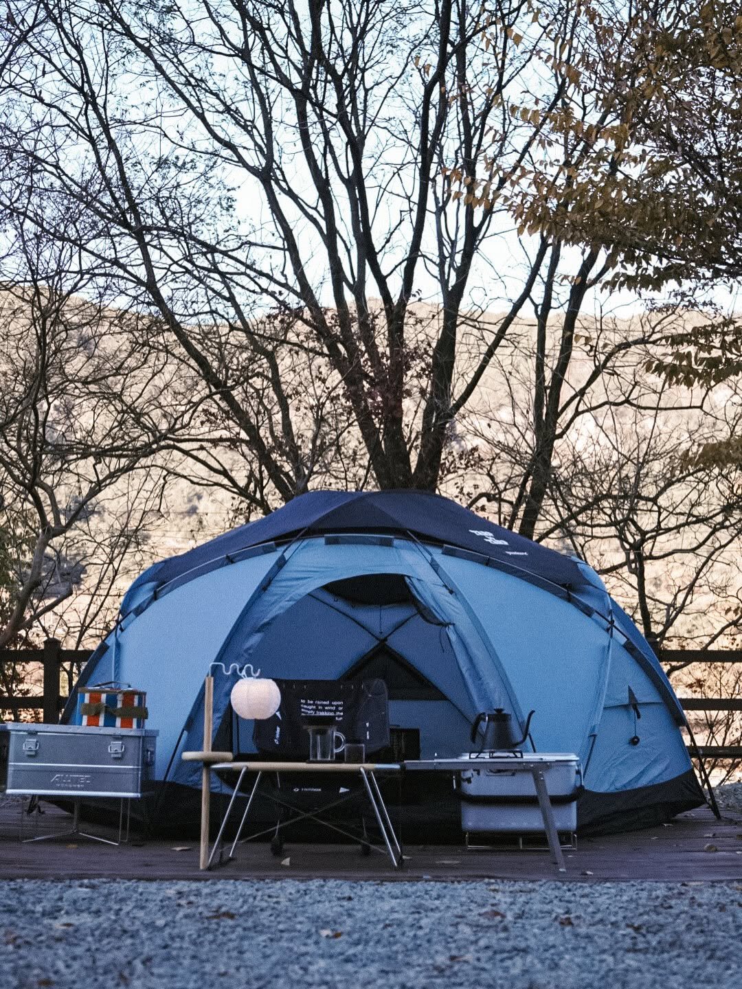 Photo shared by 🍃시기 캠프 on December 18, 2025 tagging @camfit_official. May be an image of campsite, outdoors and text.