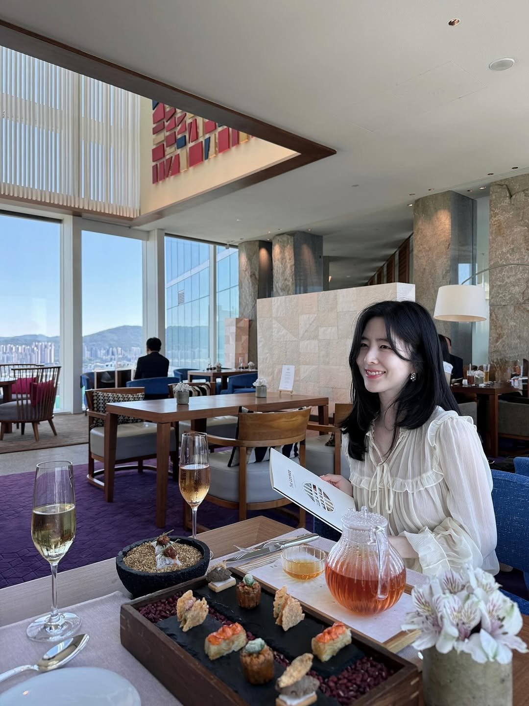 Photo shared by Eunbi Kim on September 10, 2025 tagging @parkhyattseoul. May be an image of 2 people and text.