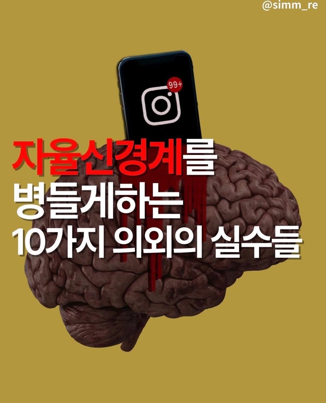Photo by 심:Re on November 27, 2025. May be an image of poster and text that says '@simm_re 99+ O 자율신경계를 병들게하는 10가지 의외의 실수들'.