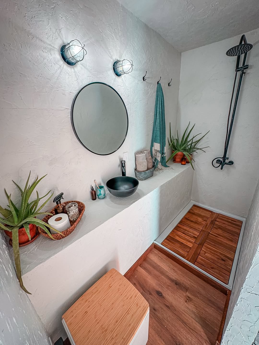 Photo by Tawny McVay || Bus + Homestead Life on February 13, 2026. May be an image of sink, towel rack, wash basin, indoors and text.