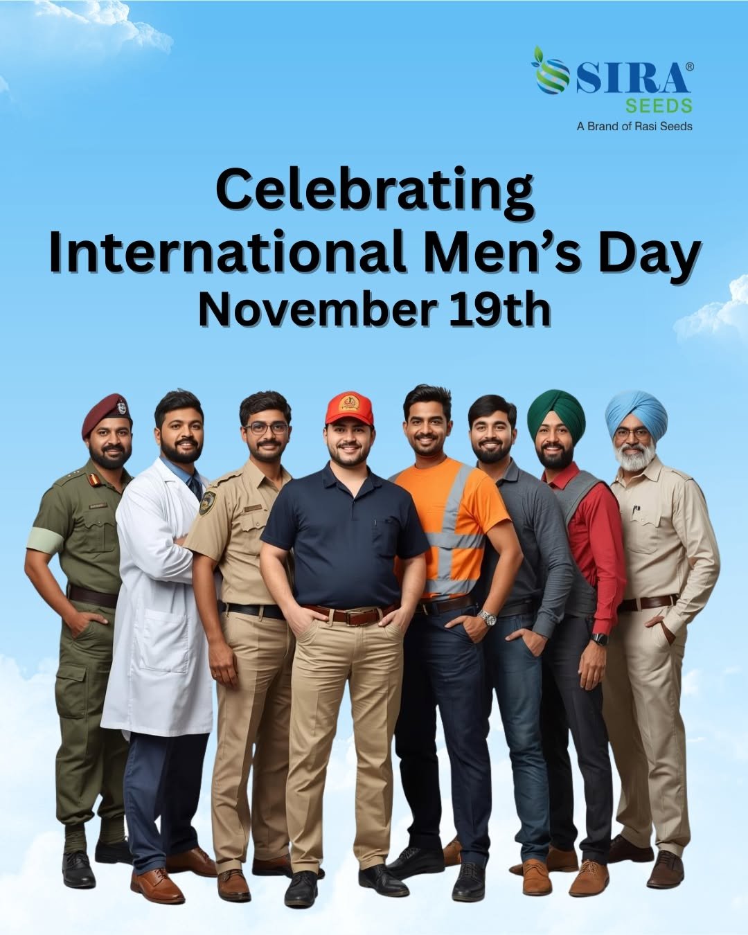 Photo by Sira Seeds on November 19, 2025. May be an image of standing and text that says 'SSIRA® SEEDS ABrandofRasiSeeds A Brando Rasi Seeds Celebrating International Men's Day November 19th m 1411'.