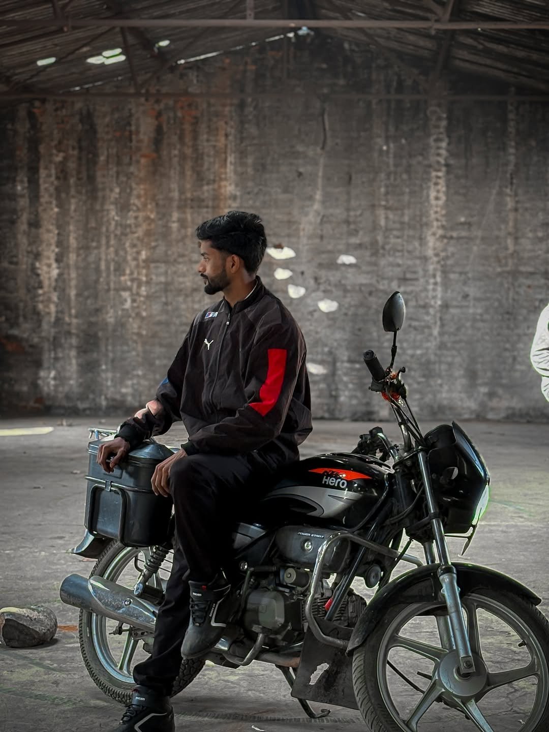 Photo by Vivek Kumar on December 27, 2025. May be an image of one or more people, motorcycle, scooter, helmet and text.