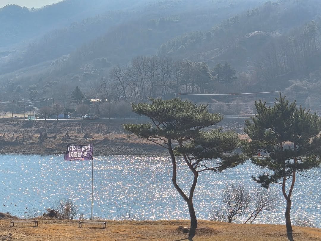 Photo by 석장리박물관 on February 04, 2026. May be an image of lake, Gyeongbokgung Palace and text.