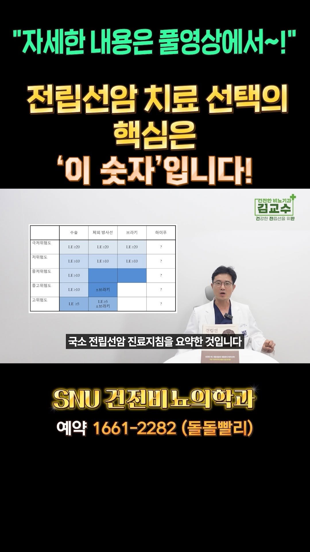 snu_urology 게시물 이미지: 전립선암 치료 선택의 핵심은 ‘이 숫자’입니다! 
#전립선암 
#전립선암치료...