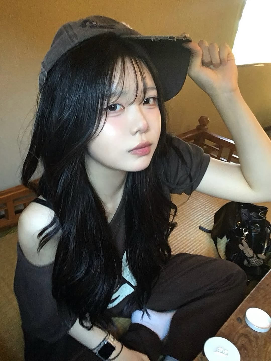 Photo by 송수빈 on June 29, 2025. May be a selfie of 1 person, hair, hat and text.
