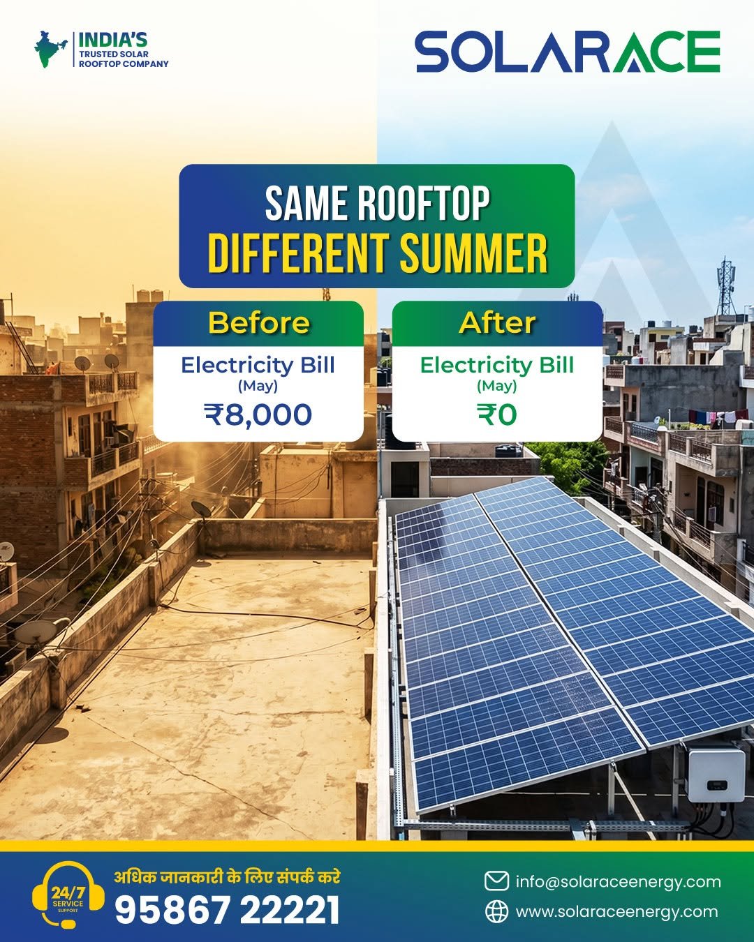 solarace_energy 게시물 이미지: Same roof..... Different reality. 
From ₹8,000...