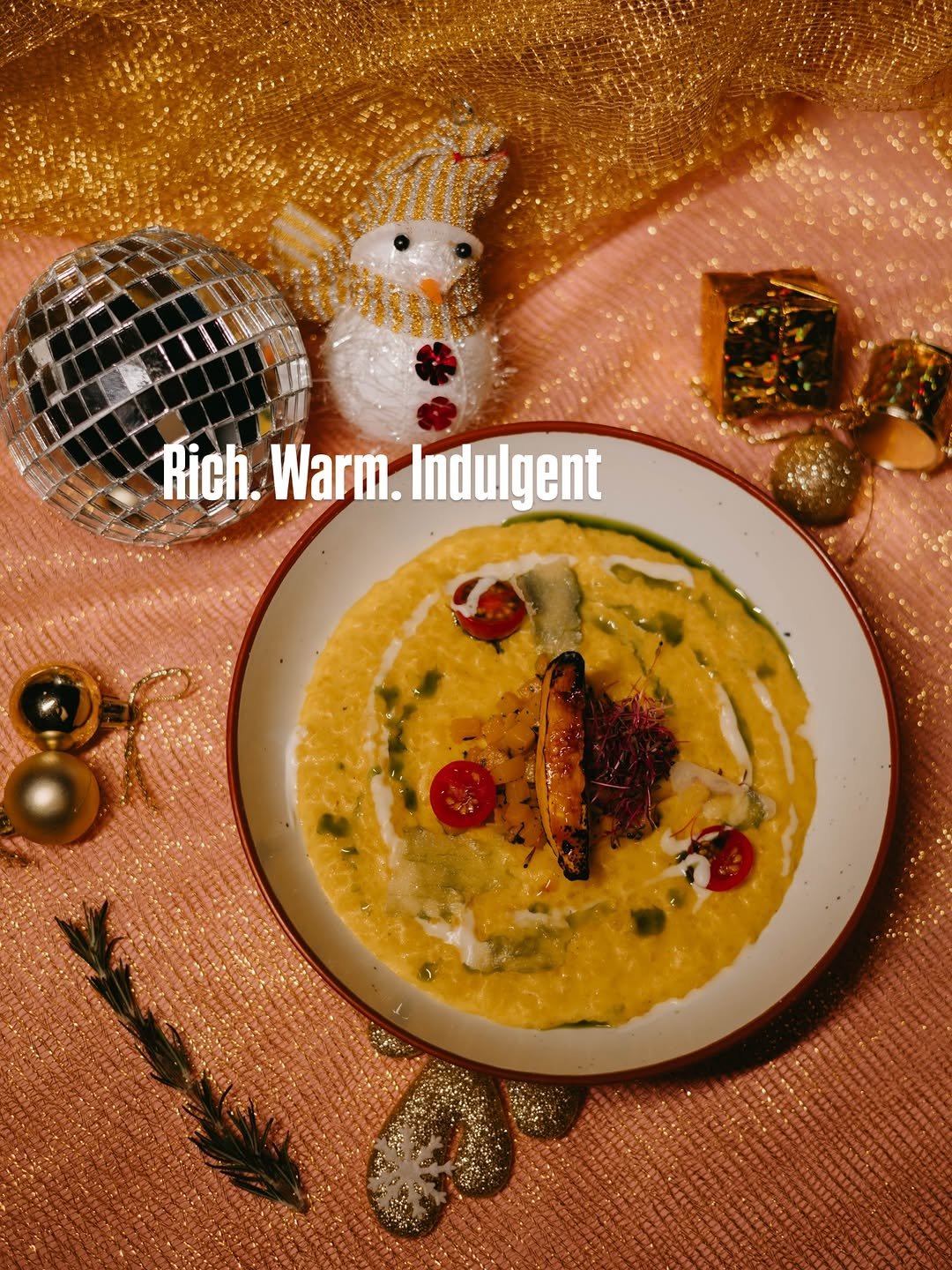 Photo shared by Someplace Else, Mumbai on December 27, 2025 tagging @jioworlddrive. May be an image of fondue, soup, hummus, vegetable and text that says 'Rich. Rich.Warm.Indulgent Warm. Indulgent'.