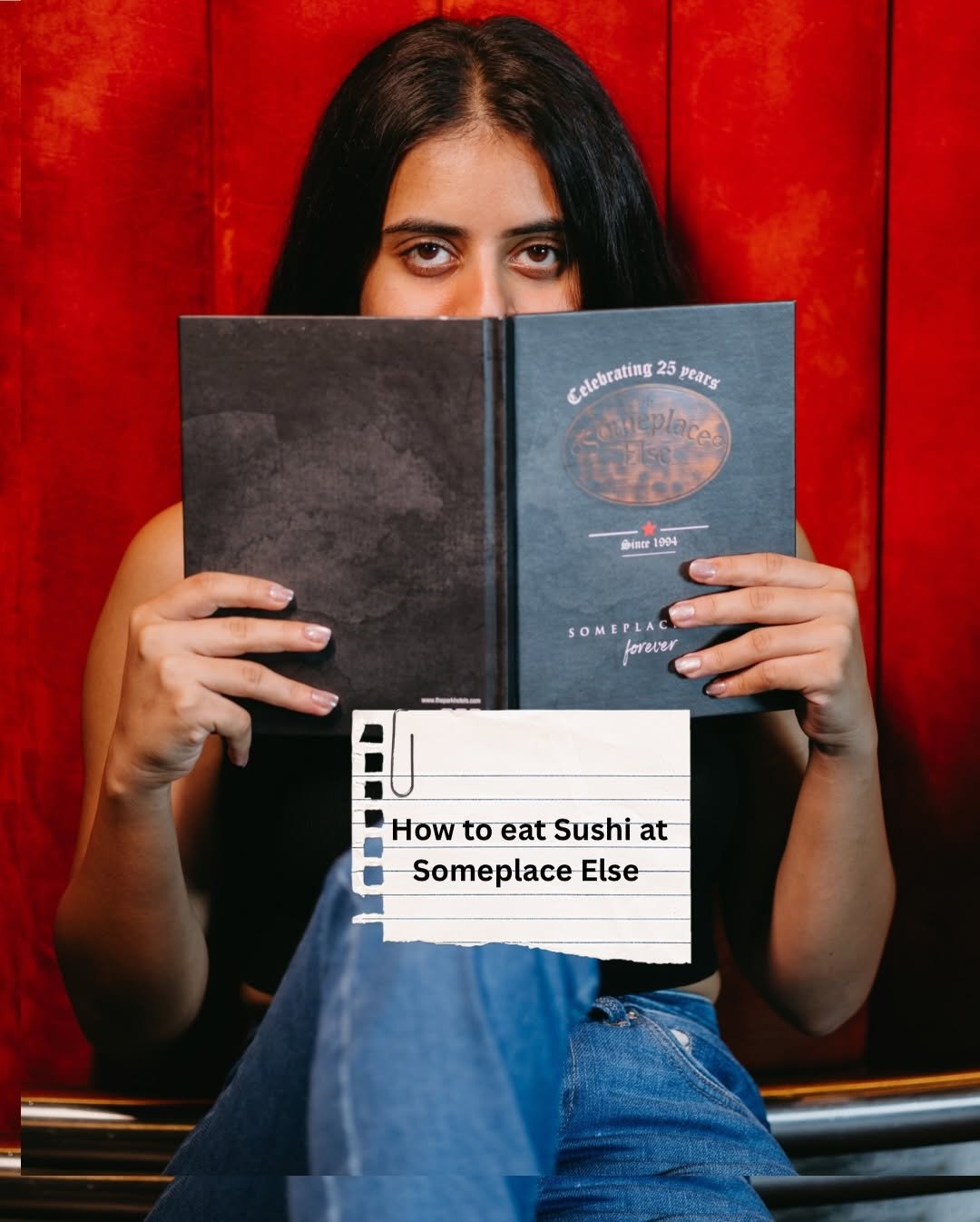 Photo by Someplace Else, Mumbai on January 18, 2026. May be an image of diary, magazine, poster, book and text that says 'Celebrating Exlebrating25p6g 25 pears colyeplaces Ise: le 1994 SOMEPLAC forever How HowtoeatSushiat to eat Sushi at Someplace Else'.