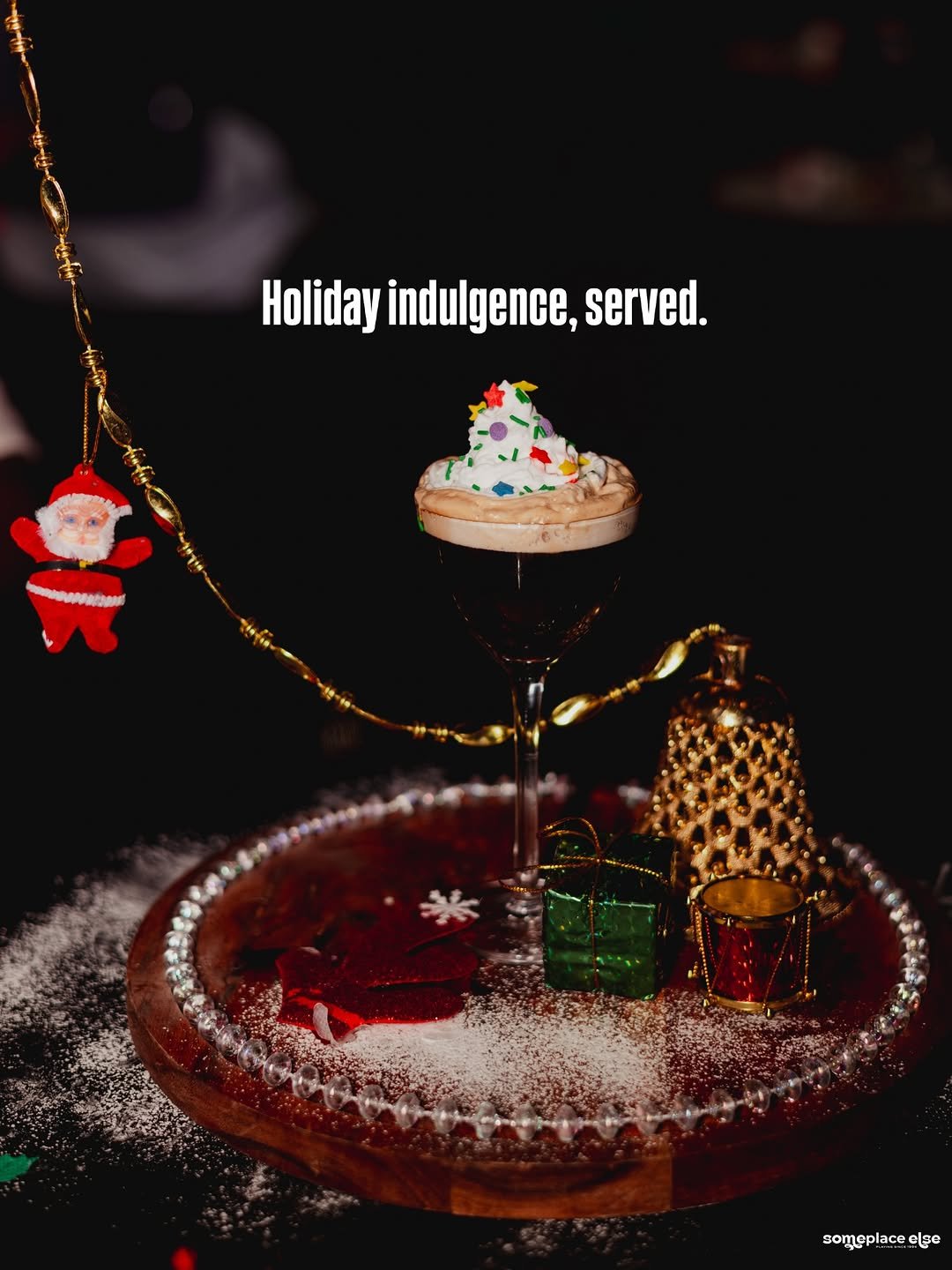 Photo by Someplace Else, Mumbai on December 30, 2025. May be an image of fruitcake, poster and text that says 'Holiday indulgence, Holidayindulgence.served. served. someplace ၁၅၉'.