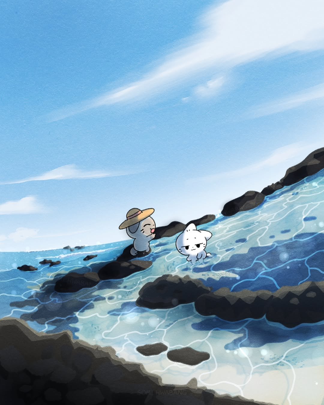 Photo by 소미화방 | Somi Hwabang in 제주도 곽지해수욕장. May be a cartoon of seal and harbor seal.