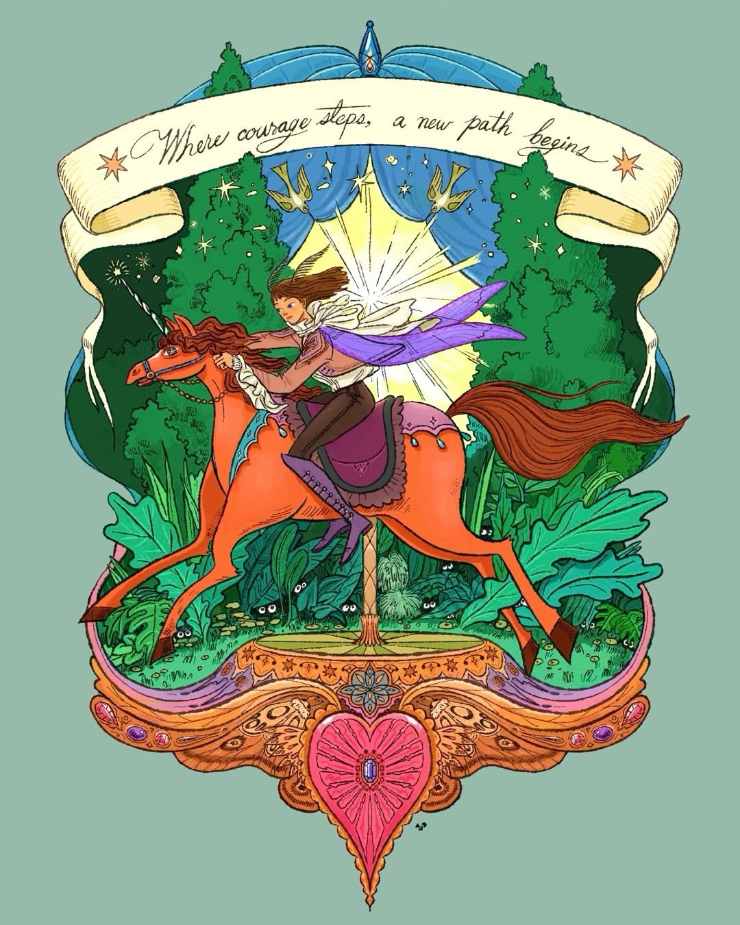 Photo by 그림이좋아 - 송미영 🎨 | Freelance Illustrator on January 01, 2026. May be an illustration of poster and text that says '* Where courage Leps, a new path begins* beeins 2g 00'.