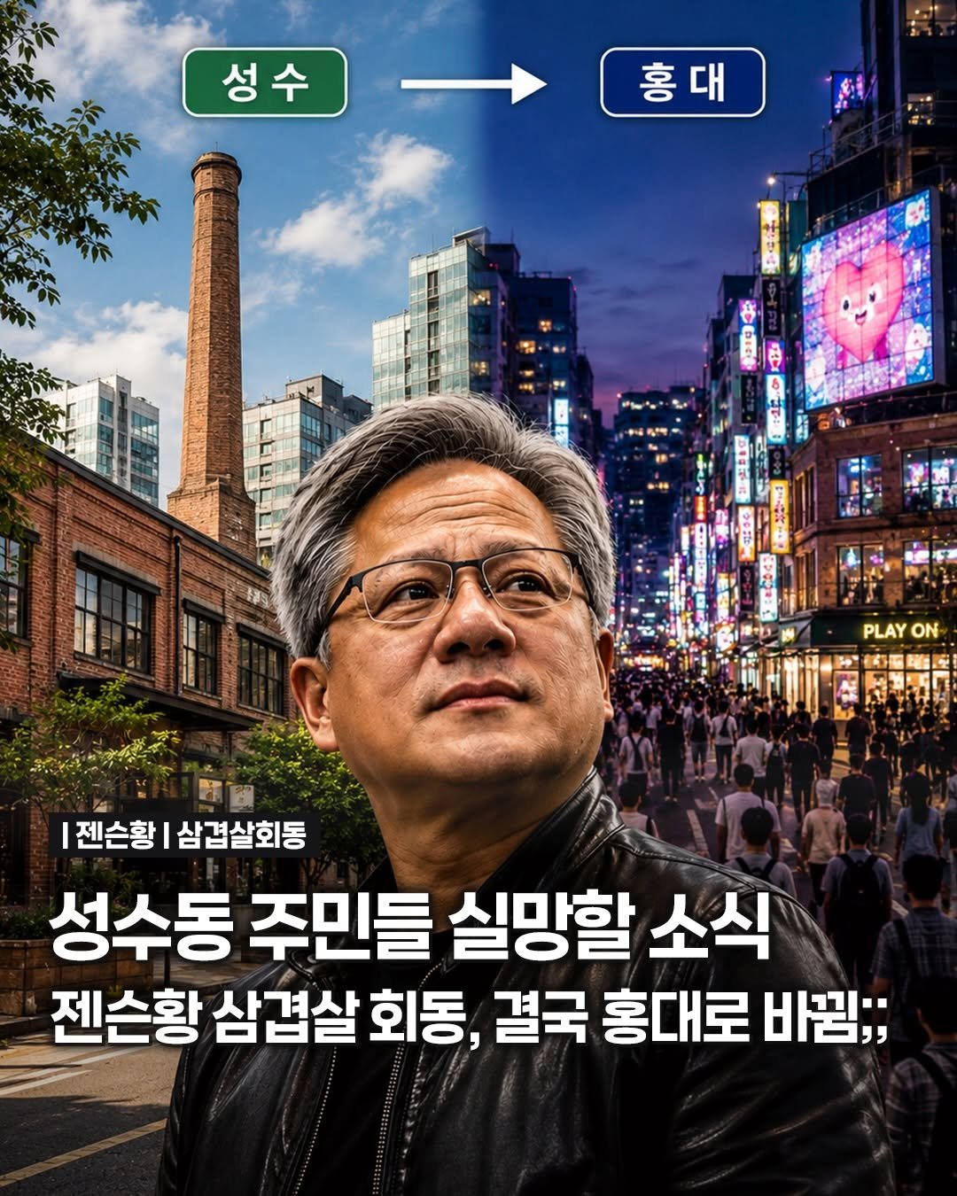 songpa99 게시물 이미지: 성수동 주민들 실망할 소식😭

젠슨황 성수동 오는 줄 알고
기다렸던 사람들 많았을...