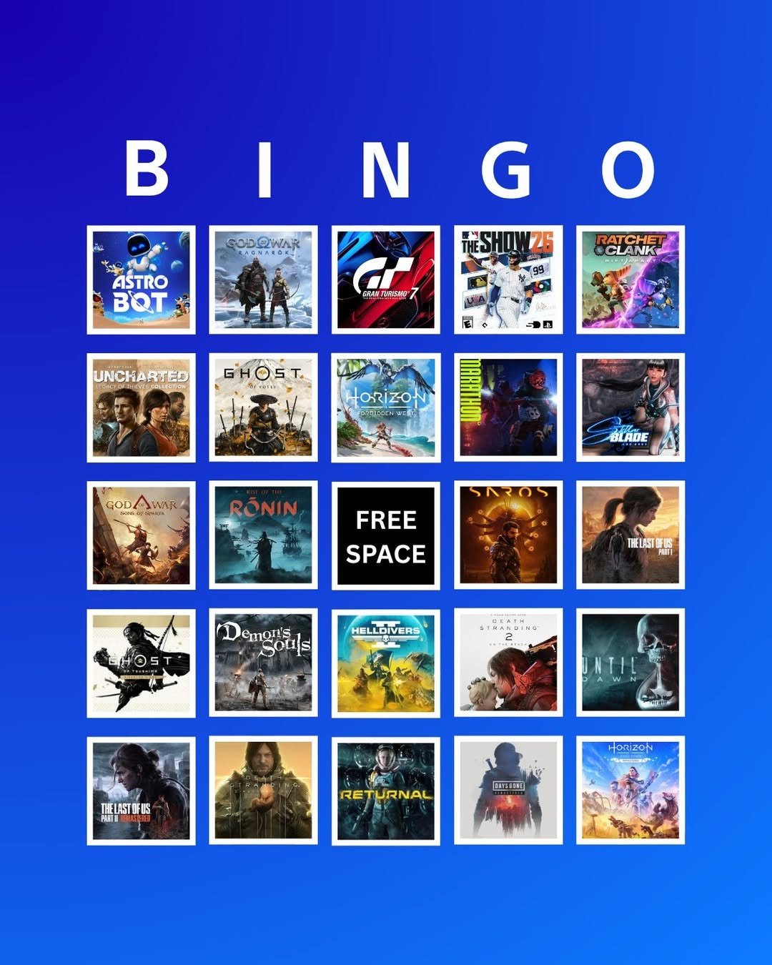 sony 게시물 이미지: Cross off every game you've played...did you get BINGO?