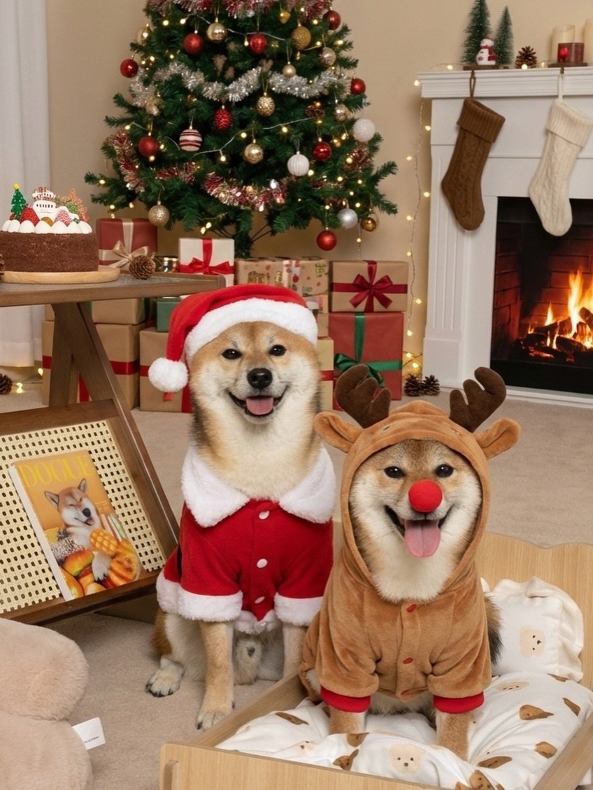 Photo shared by 뚱땅뚱땅 시바견 밤톨이 on December 24, 2025 tagging @bread.bam. May be an image of dog and text.