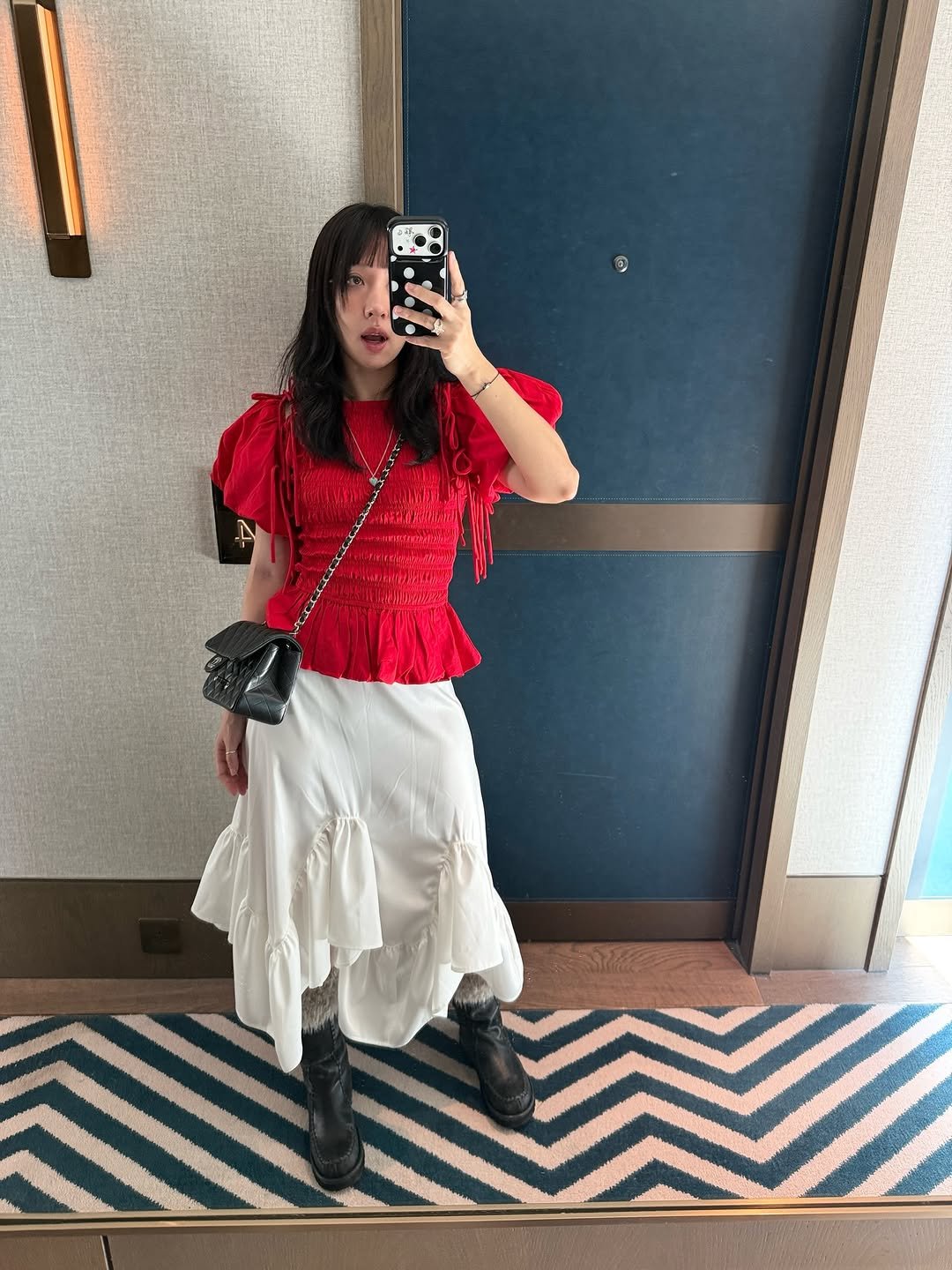 Photo shared by soso🫧 Kim dayoung on February 01, 2026 tagging @oursaalty, @damsonmadder, and @cahaya_official_. May be an image of skirt, overskirt, miniskirt and text.