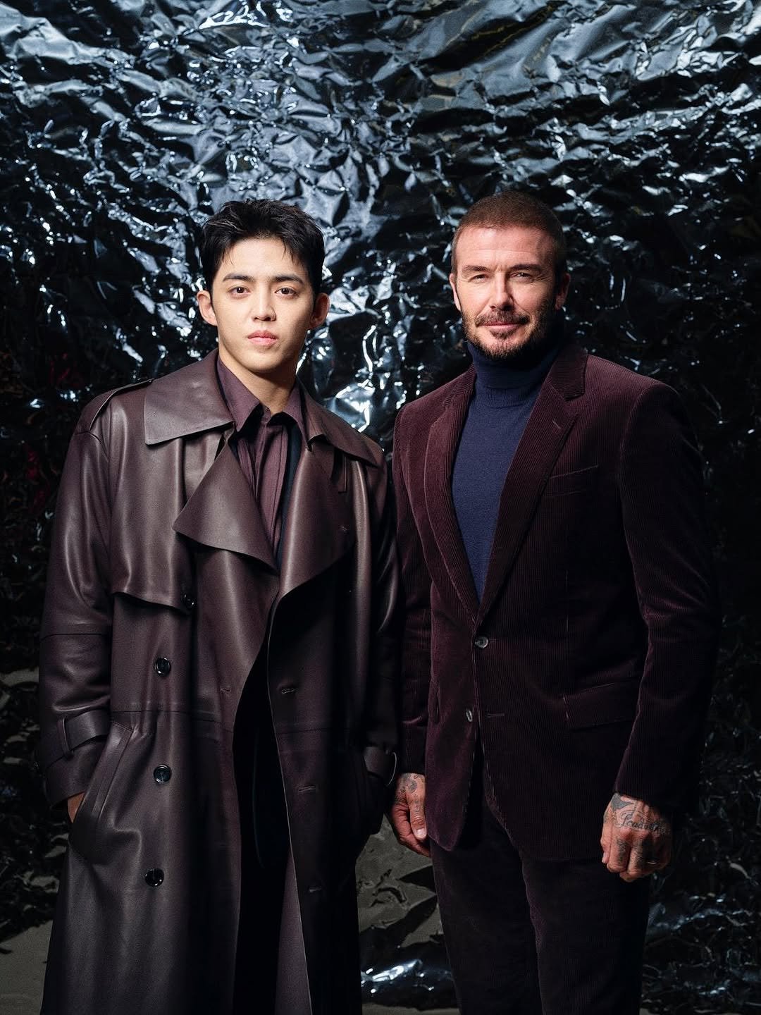 Photo shared by COUPS on September 26, 2025 tagging @boss, and @davidbeckham. May be an image of 2 people, overcoat, duffle coat and suit.