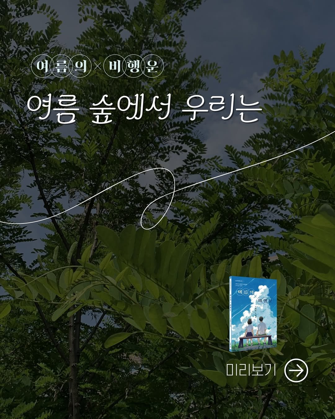 Photo by 소원나무 on November 05, 2025. May be an image of plant, outdoors and text that says '예름이 비행은 HJ 여름 숲에서 우린는 0 불의 비엄민 動添は場 미리보기'.