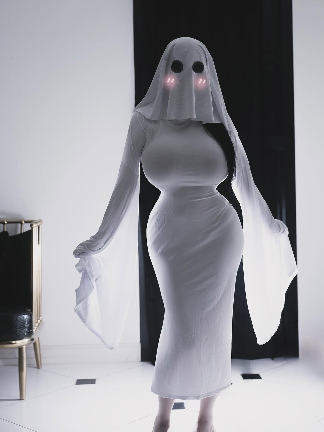 Photo shared by 조하윤 on October 31, 2025 tagging @soyeemilk, and @soyee.milk. May be an image of cloak, costume and text.