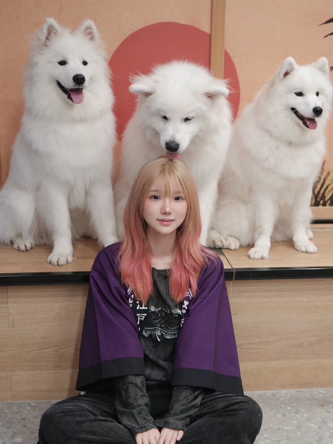 Photo by spicyuuu on September 19, 2025. May be an image of 1 person, Samoyed and text.