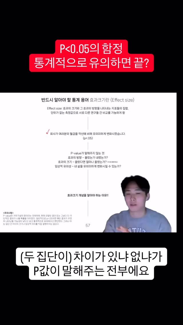 sportsmedilin 게시물 이미지: 논문을 읽을 때
p<0.05이고 통계적으로 유의하다라고 나오면,
그 결과가 굉장히...