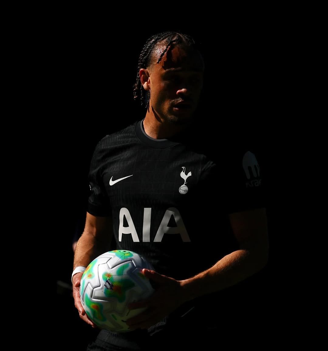 Photo shared by Xavi Simons on April 26, 2026 tagging @spursofficial. May be an image of football, soccer, ball, stadium and text that says 'Al'.