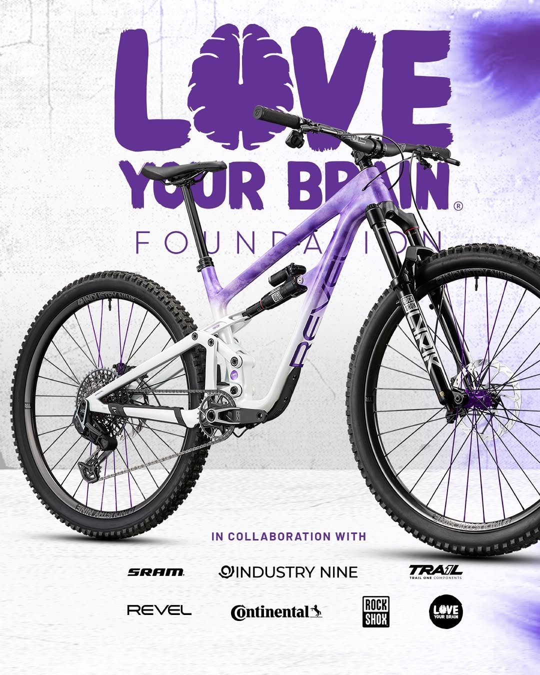 Photo by Revel Bikes on January 06, 2026. May be an image of bicycle, poster and text that says 'IVE YOOR BP BPAIN ® FOUNDA A FO F IN COLLABORATION WITH SRAM QINDUSTRY NINE REVEL TRAIL rrm6usta7e มาร COntinental ROCK SHOX LOVE YOLRERAM TÚt'.
